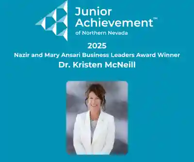 Headshot of Dr. Kristen McNeill with teal background